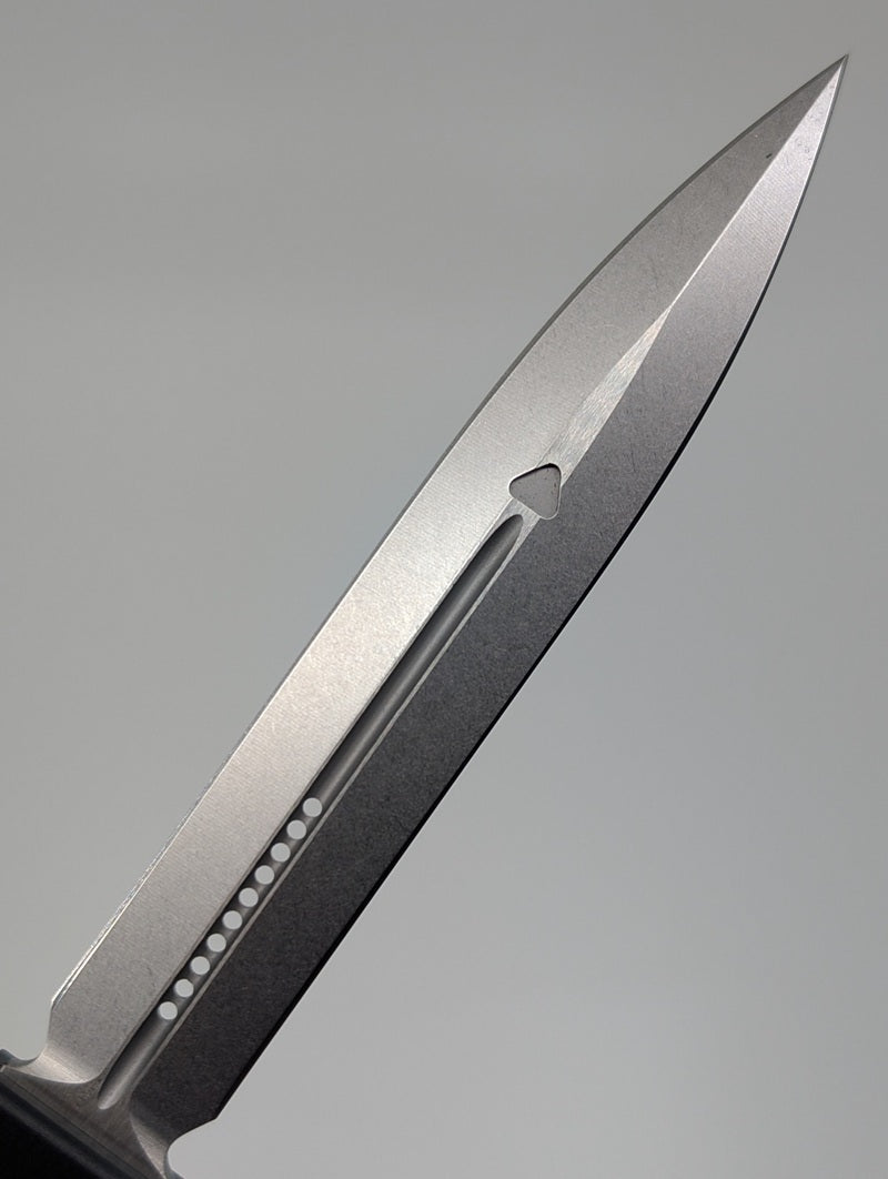 Microtech Marfione Select Nemesis IV Black Double Edge Stonewash Out the Front Knife