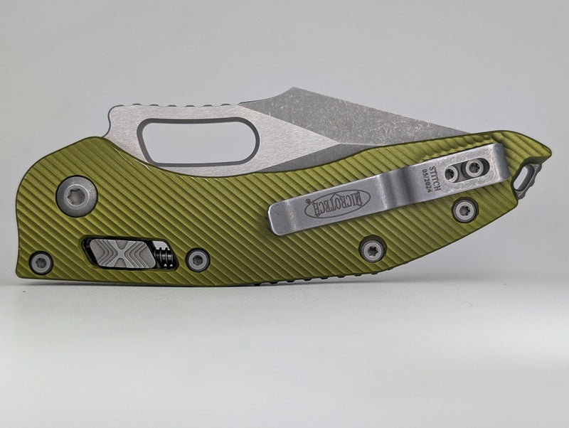 *Consignment* Microtech Stitch RAM-LOK Single Edge Fluted OD Green Apocalyptic Folding Knife