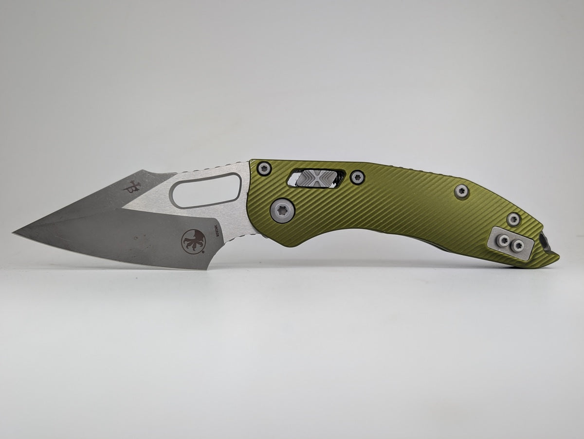 *Consignment* Microtech Stitch RAM-LOK Single Edge Fluted OD Green Apocalyptic Folding Knife