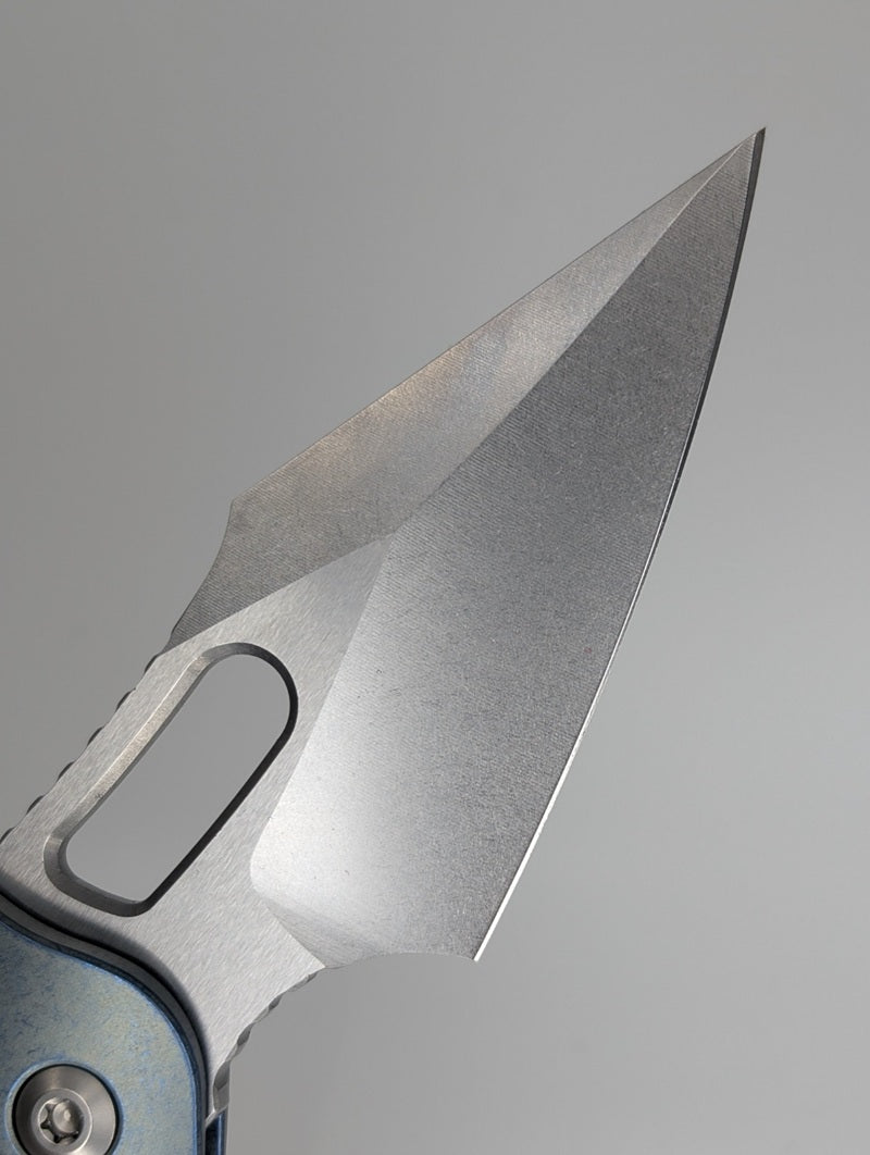 Microtech Stitch RAM-LOK Marfione Select Ice Blue Frag Titanium Double Vapor Blast Folding Knife