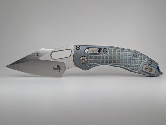 Microtech Stitch RAM-LOK Marfione Select Ice Blue Frag Titanium Double Vapor Blast Folding Knife