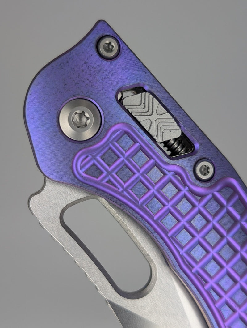 Microtech Stitch Marfione Select Purple Haze Titanium Frag RAM-LOK Folding Knife