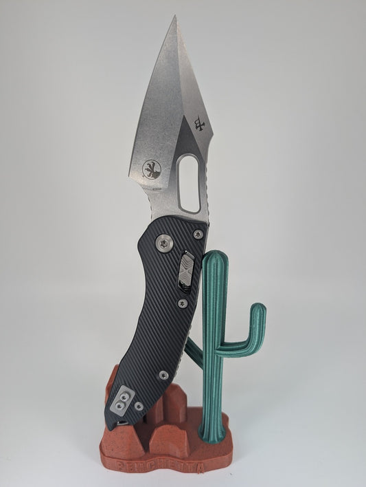 *Consignment* Microtech Stitch RAM-LOK Black Aluminum Fluted Stonewash Folding Knife
