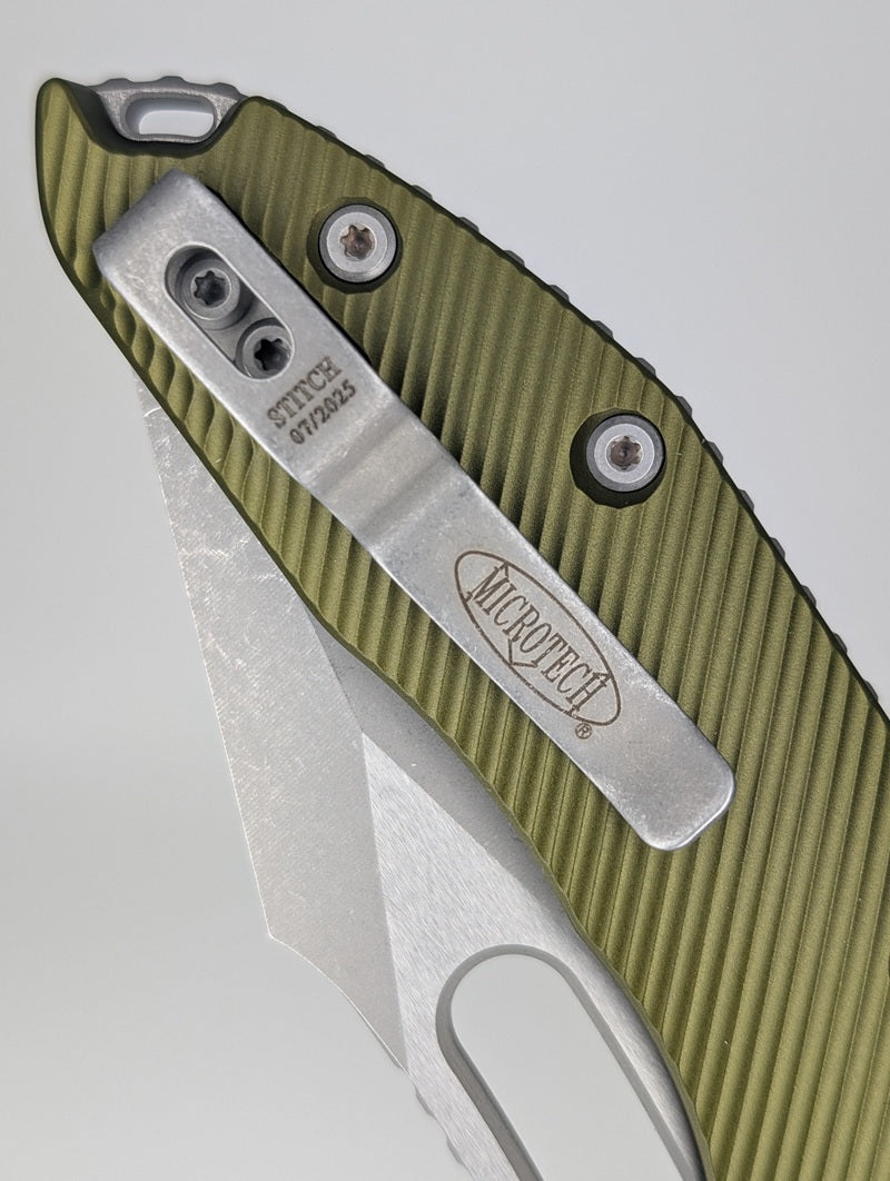 Microtech Stitch RAM-LOK S/E Fluted OD Green Apocalyptic Folding Knife