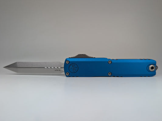 Microtech UTX-70 Gen IV Blue Spartan Apocalyptic Out the Front Knife