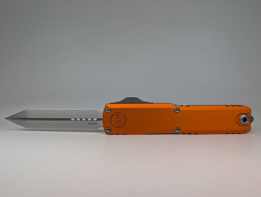 Microtech UTX-70 Gen IV Orange Spartan Stonewash Out the Front Knife