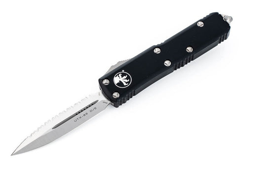 Microtech-UTX-85-Black-Full-Serrated-Out-The-Front-Knife-Main