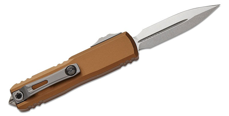 Microtech UTX-85 Gen III D/E Tan Stonewash Out the Front Knife