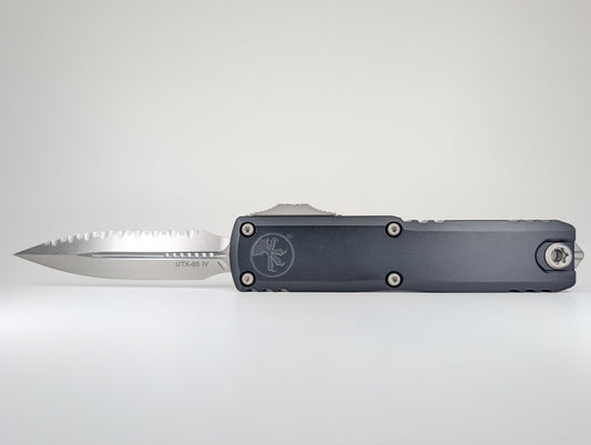 Microtech UTX-85 Gen IV D/E Black Stonewash Full Serrated Out the Front Knife