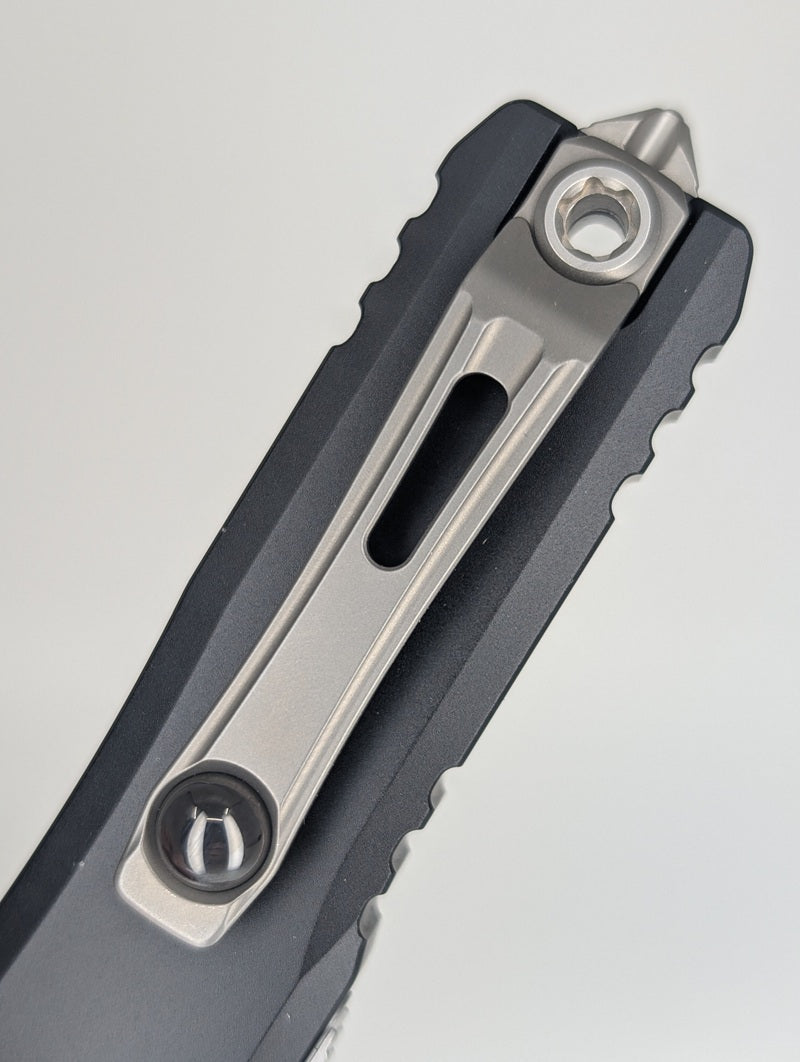 Microtech UTX-85 Gen IV D/E Black Stonewash Partial Serrated Out the Front Knife