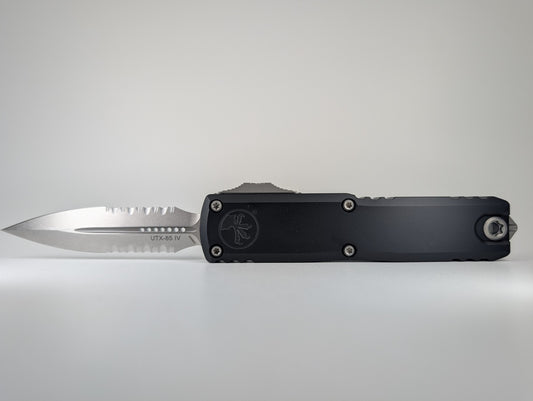 Microtech UTX-85 Gen IV D/E Black Stonewash Partial Serrated Out the Front Knife
