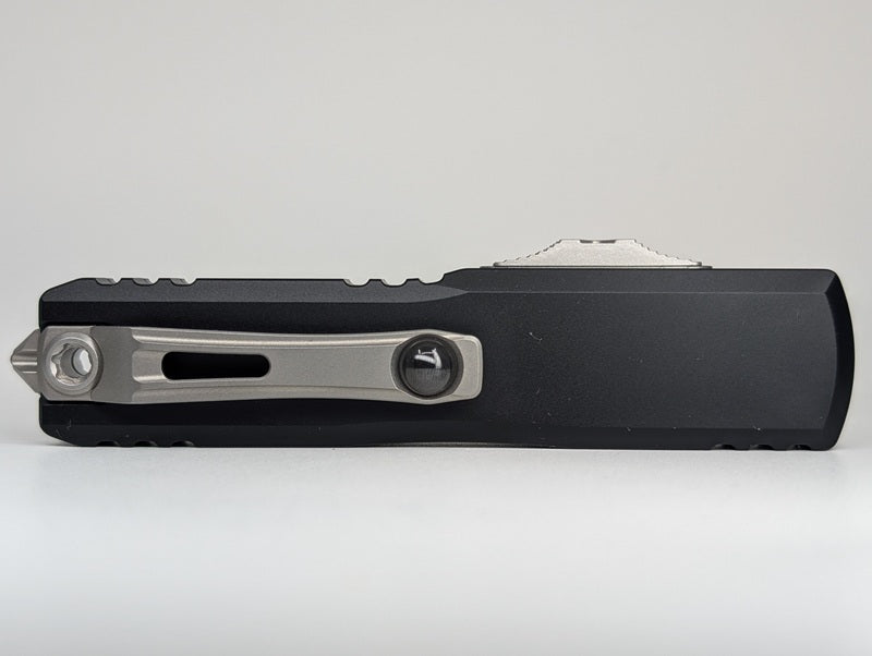 Microtech UTX-85 T/E Gen IV Black Partial Serrated Stonewash Out the Front Knife