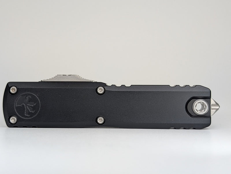 Microtech UTX-85 T/E Gen IV Black Partial Serrated Stonewash Out the Front Knife