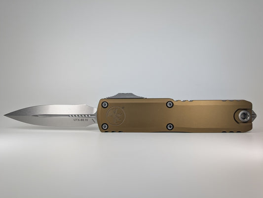 Microtech UTX-85 Gen IV D/E Tan Stonewash Out the Front Knife