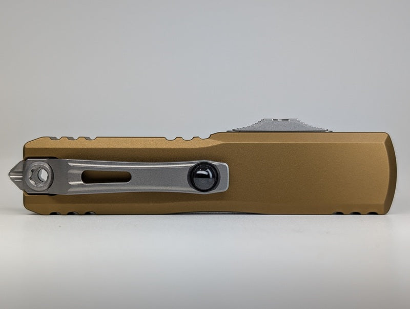 Microtech UTX-85 T/E Gen IV Tan Stonewash Out the Front Knife