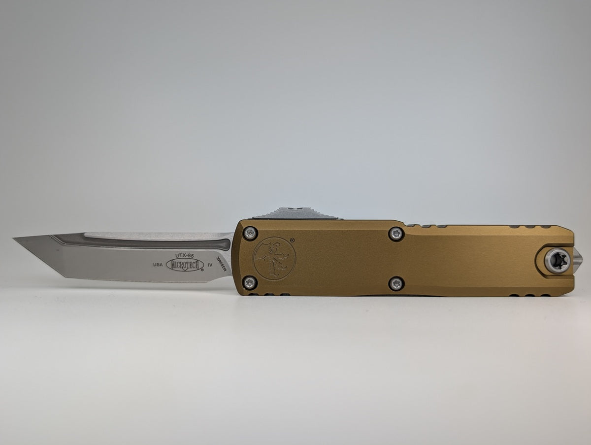 Microtech UTX-85 T/E Gen IV Tan Stonewash Out the Front Knife