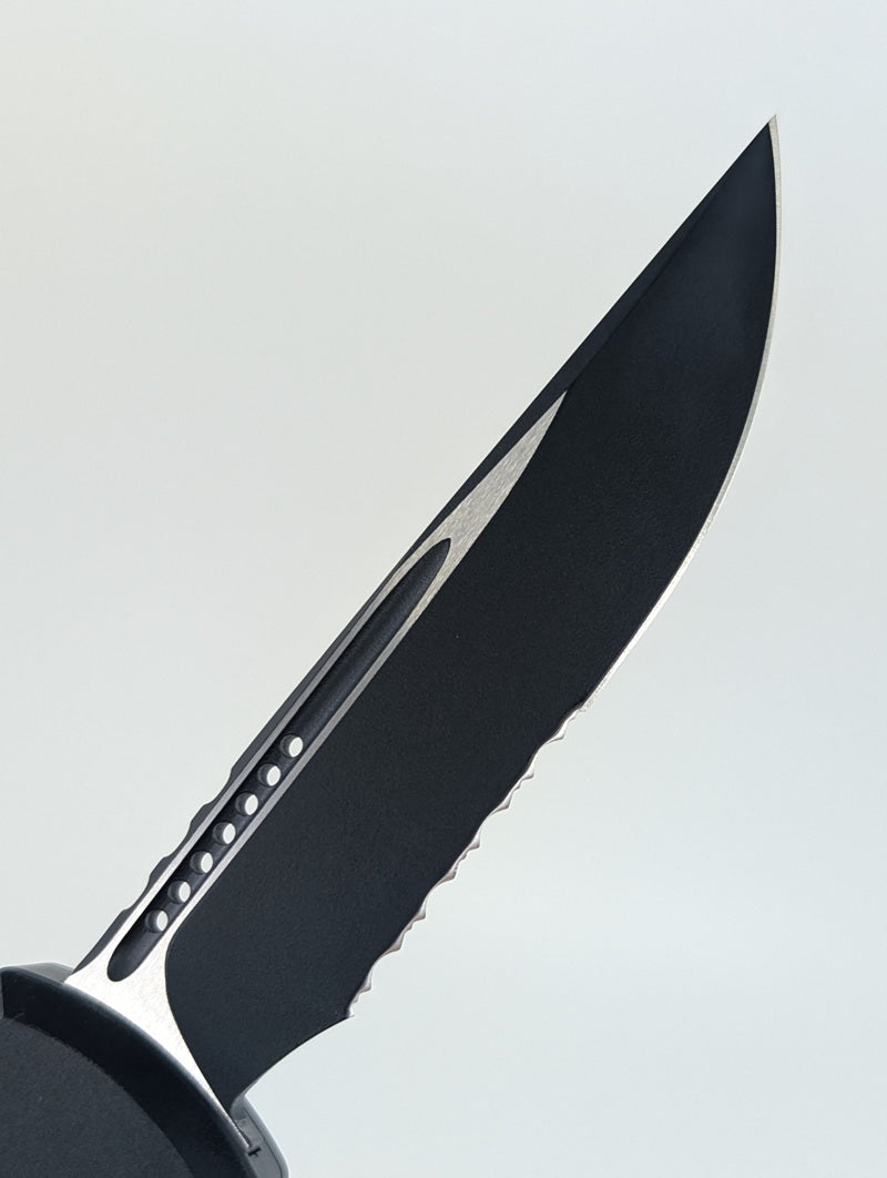 Microtech UTX-85 S/E Gen IV Black Tactical Partial Serrated Out the Front Knife