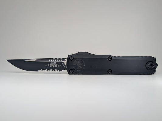 Microtech UTX-85 S/E Gen IV Black Tactical Partial Serrated Out the Front Knife