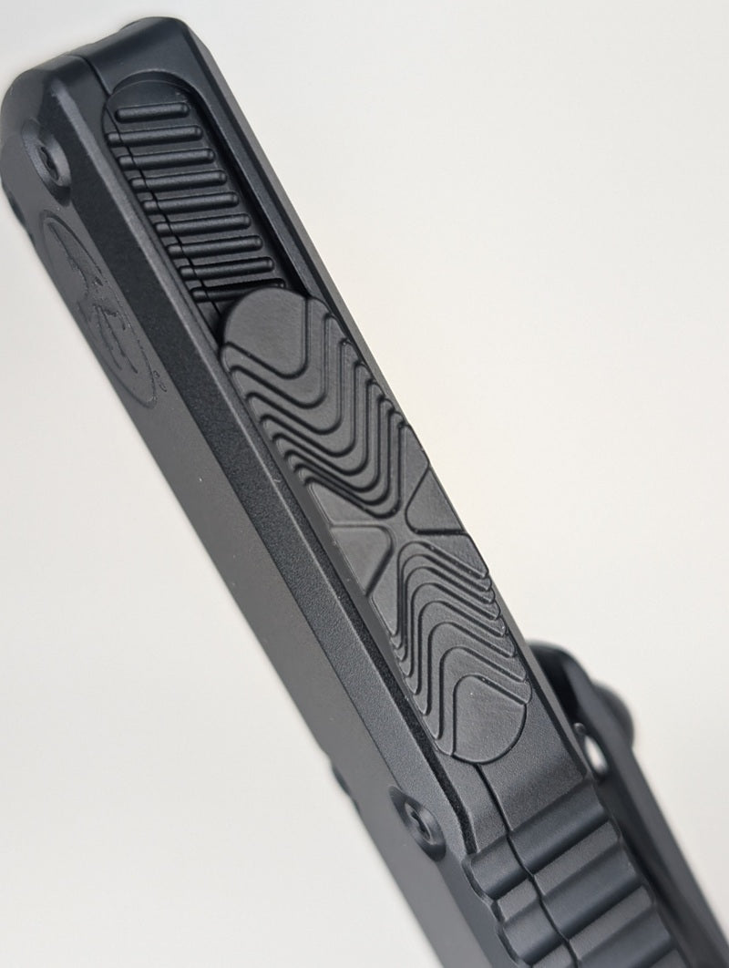 Microtech UTX-85 T/E Gen IV Black Tactical Partial Serrated Out the Front Knife