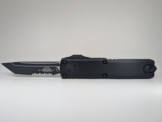 Microtech UTX-85 T/E Gen IV Black Tactical Partial Serrated Out the Front Knife