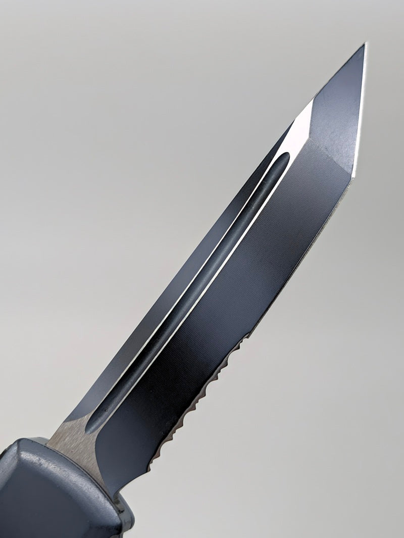 *Consignment* Microtech Ultratech Black & Grey Cerakote Out the Front Knife