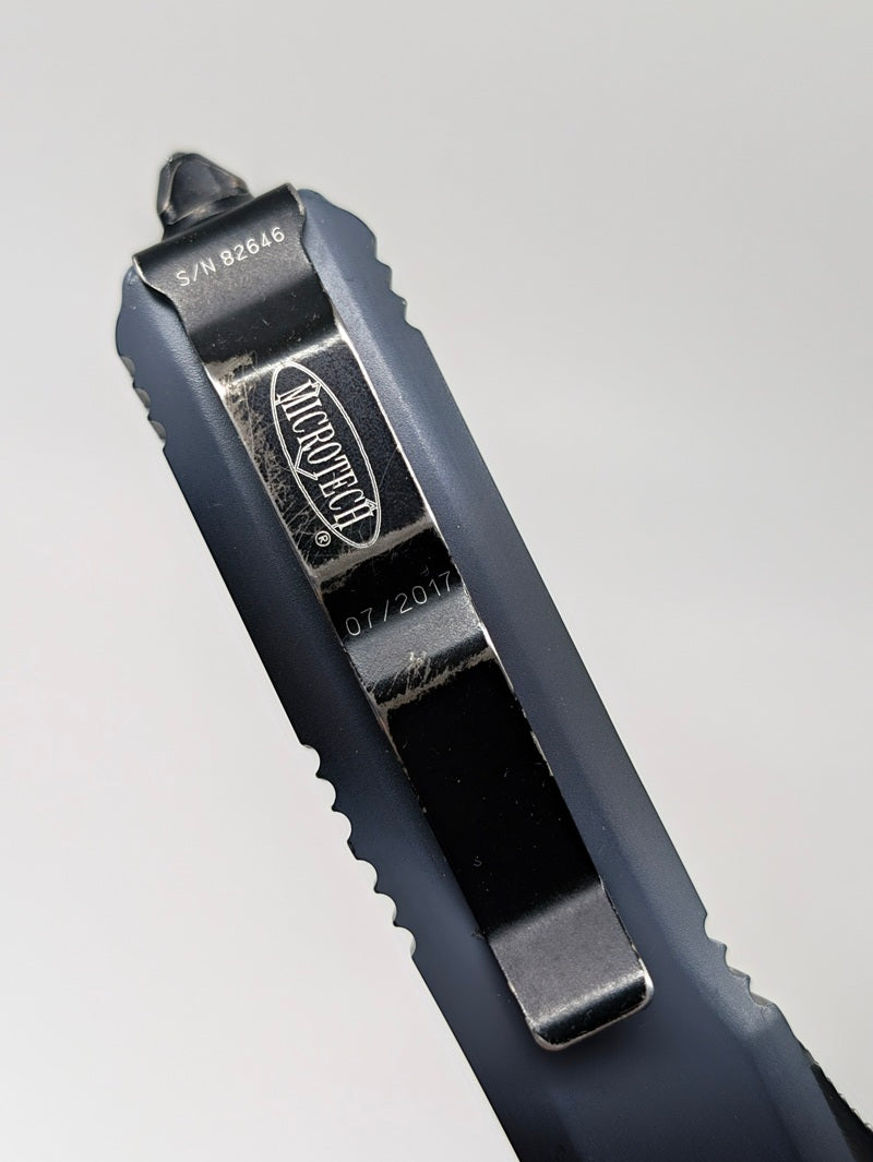 *Consignment* Microtech Ultratech Black & Grey Cerakote Out the Front Knife