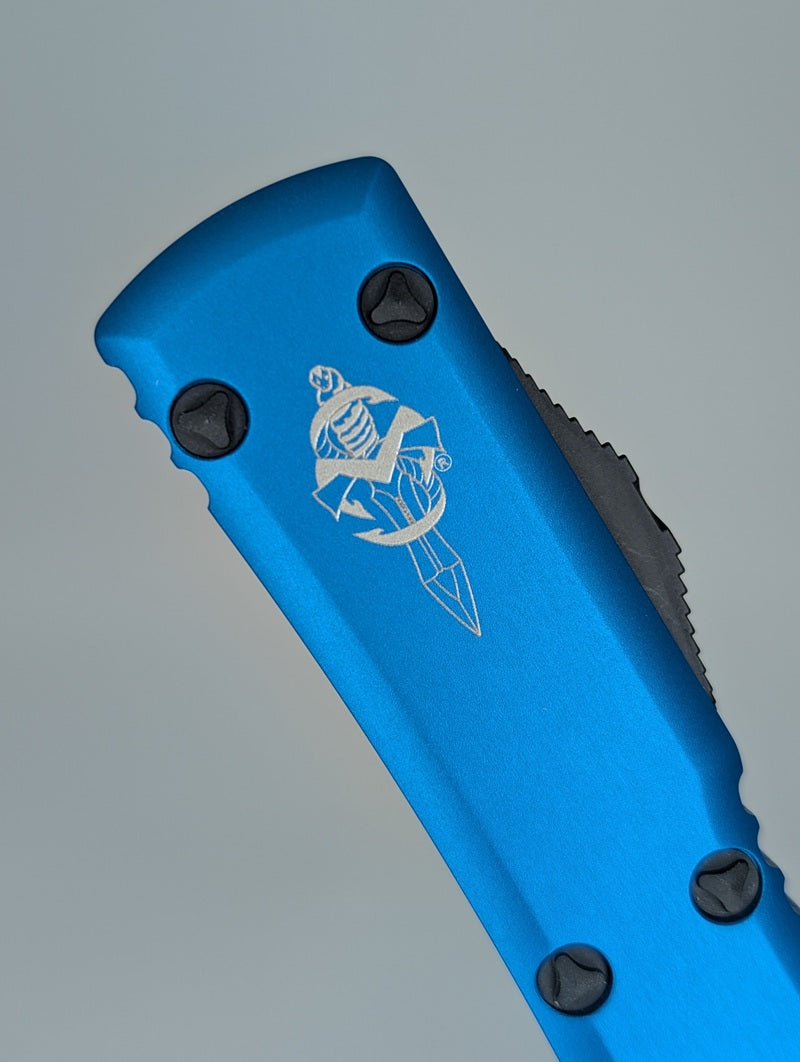 *Consignment* Microtech Ultratech Signature Series Blue / DLC Warhound Out the Front Knife