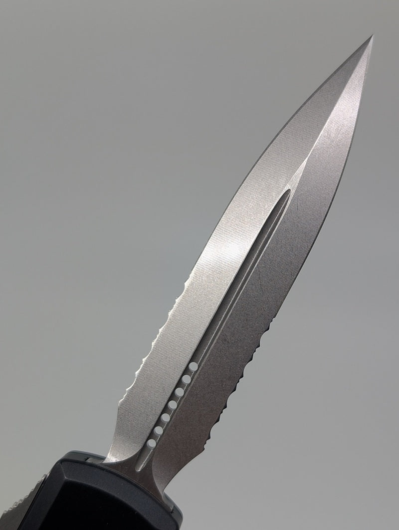 Microtech Ultratech Gen IV Double Edge Partial Serrated Stonewash Out the Front Knife