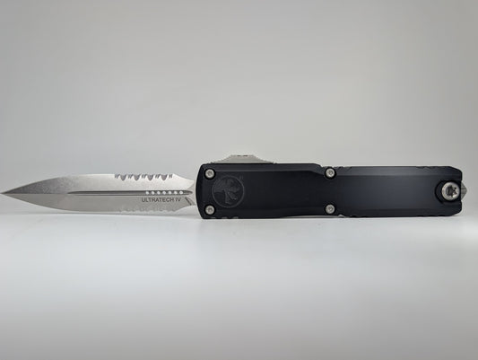 Microtech Ultratech Gen IV Double Edge Partial Serrated Stonewash Out the Front Knife