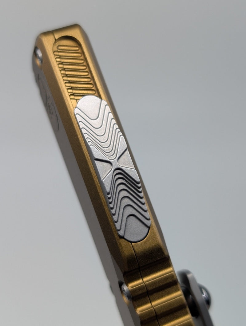 Microtech Ultratech Gen IV Tan Double Edge Partial Serrated Stonewash Out the Front Knife