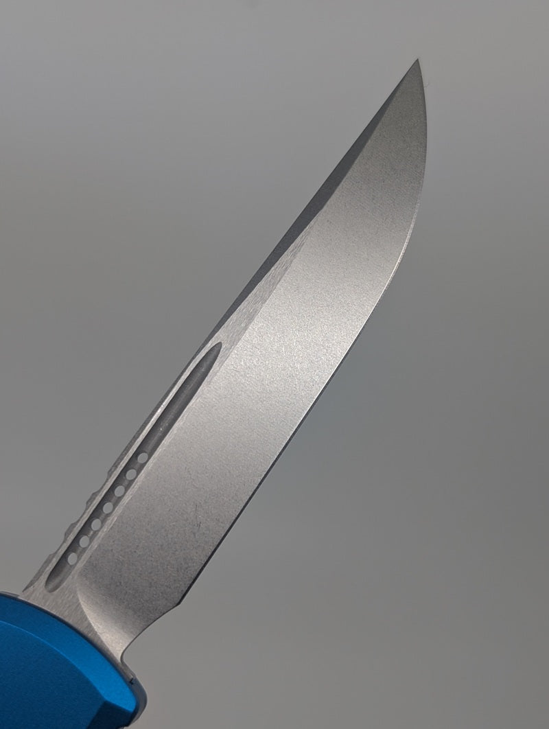 Microtech Ultratech Single Edge Gen IV Blue Stonewash Out the Front Knife