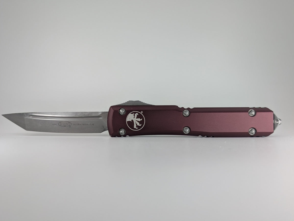 Microtech-Ultratech-Maroon-Tanto-Out-the-Front-Knife-Main