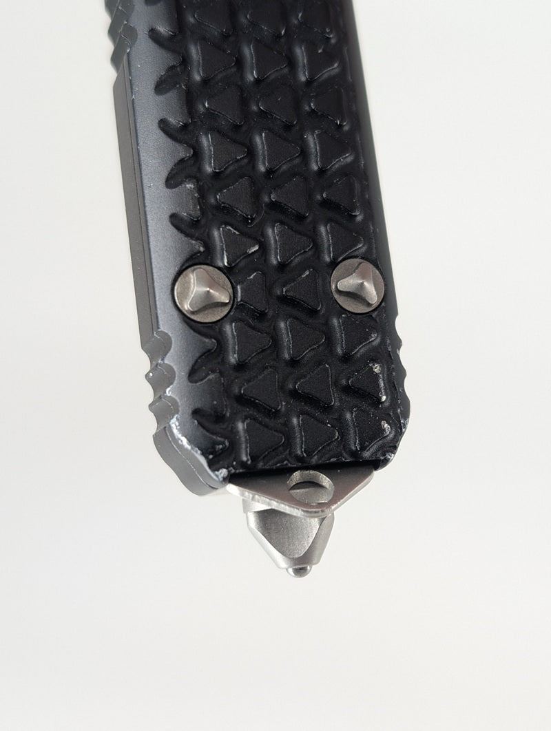 *Consignment* Microtech Ultratech Tread Black Elmax Tanto Partial Serrated Out the Front Knife