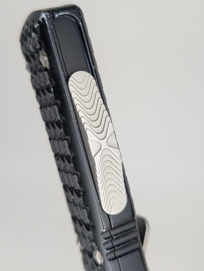 *Consignment* Microtech Ultratech Tread Black Elmax Tanto Partial Serrated Out the Front Knife