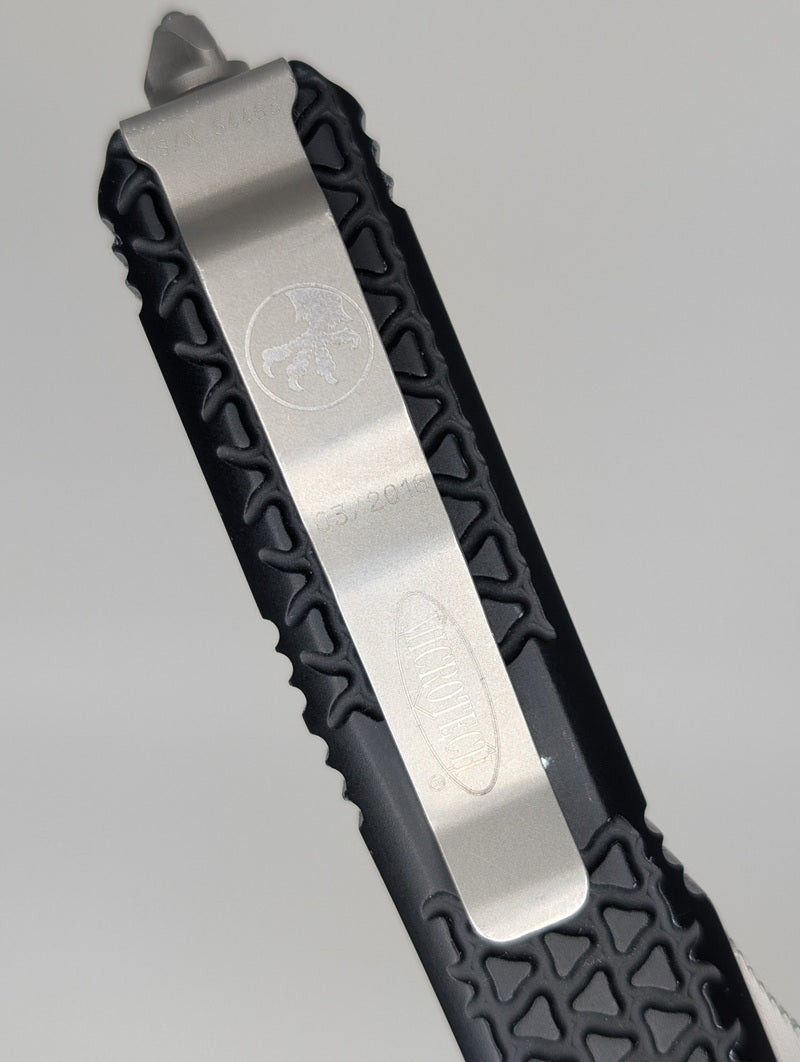 *Consignment* Microtech Ultratech Tread Black Elmax Tanto Partial Serrated Out the Front Knife