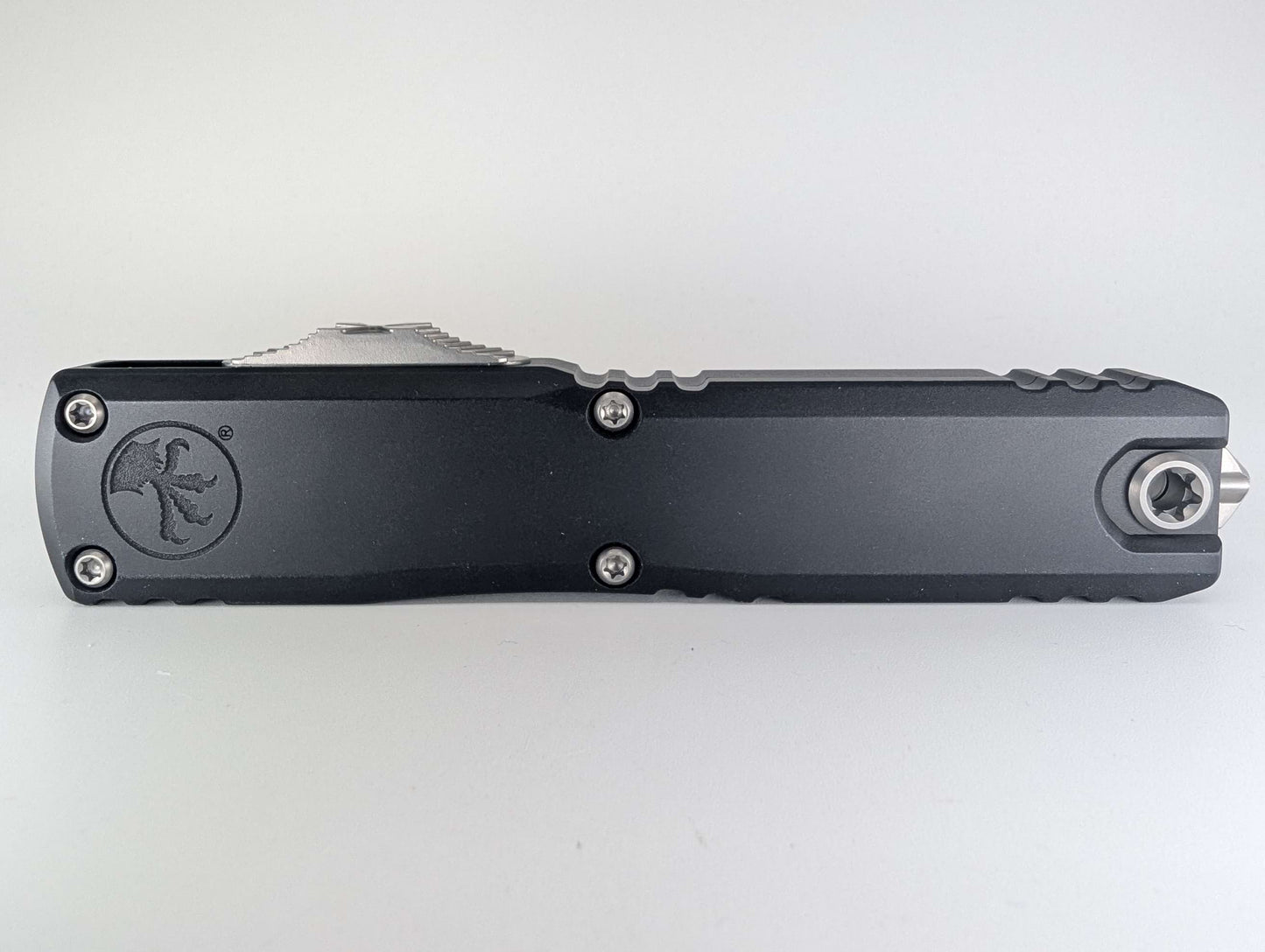 Microtech Ultratech ZBP D/E Black Stonewash Partial Serrated Out the Front Knife