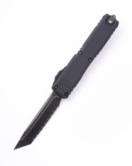 Microtech Ultratech ZBP T/E Shadow DLC Tanto Full Serrated Out the Front Knife