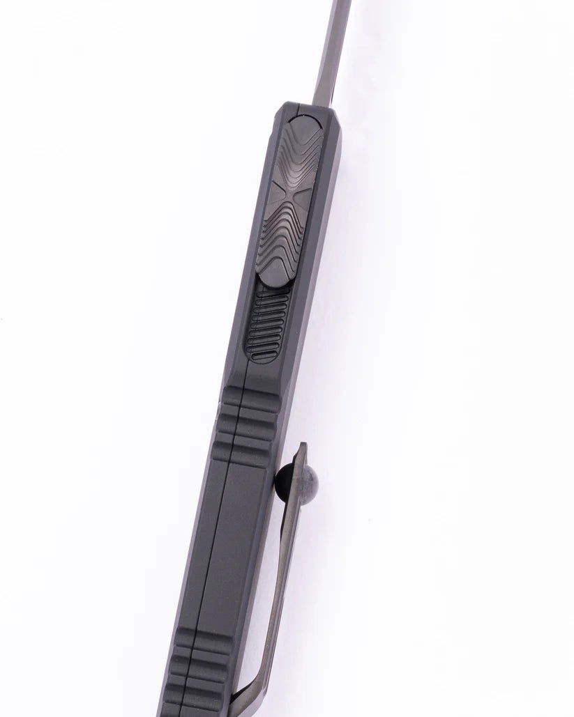 Microtech Ultratech ZBP T/E Shadow DLC Tanto Partial Serrated Out the Front Knife