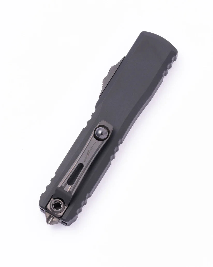 Microtech Ultratech ZBP T/E Shadow DLC Tanto Partial Serrated Out the Front Knife