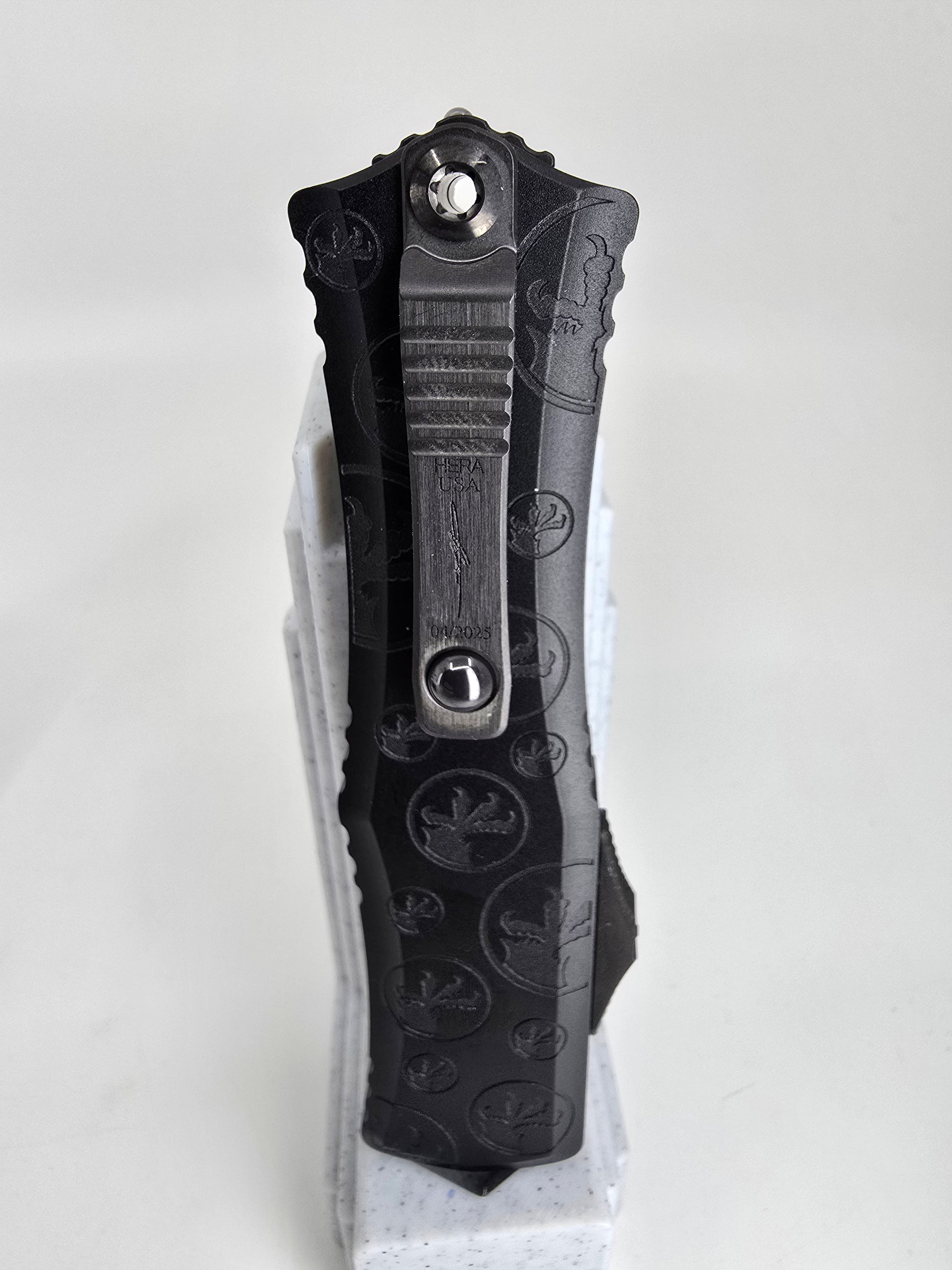 Microtech Mini Hera 2 Marfione Select Baker Ford Coppermai Damascus handle
