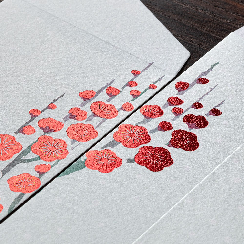 Midori Envelope 152 Foil Stamping Snow Winter Plum