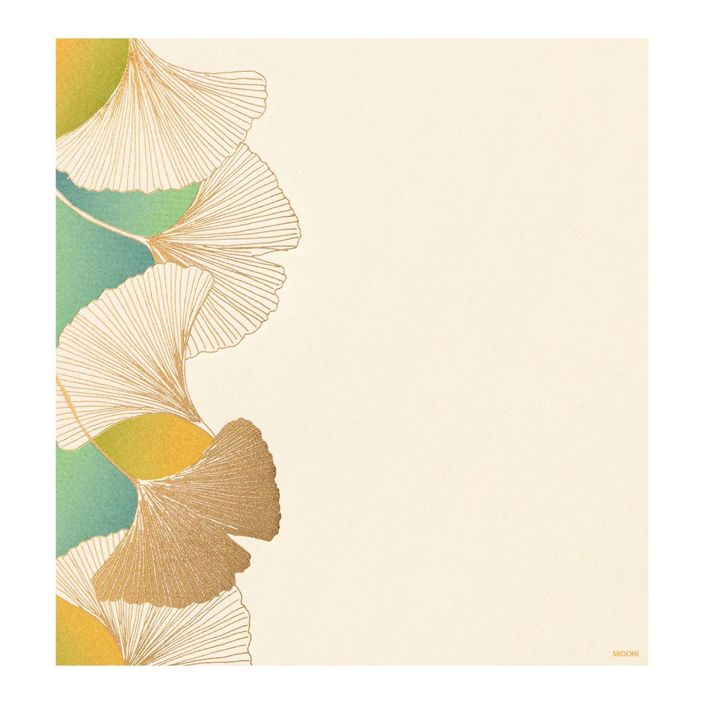 Midori Letter Pad - Foil Stamping Dancing Ginkgo