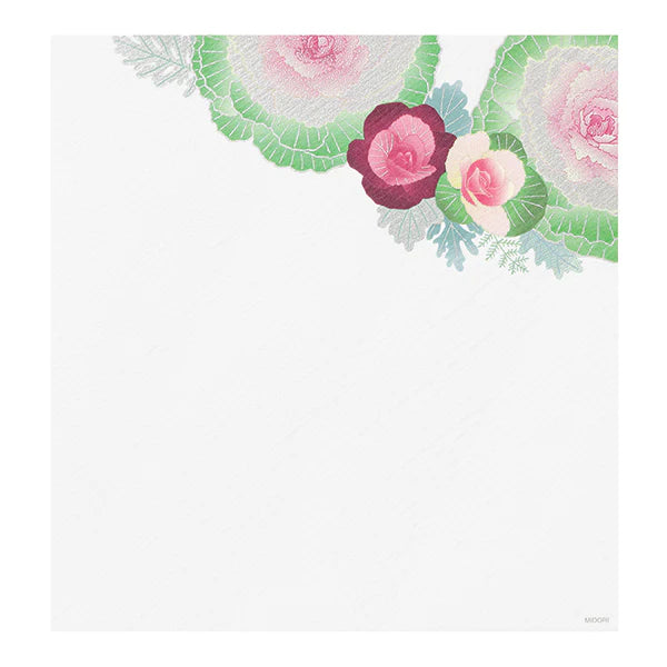 Midori Letter Pad - Silk Printing Flowering Kale Wreath