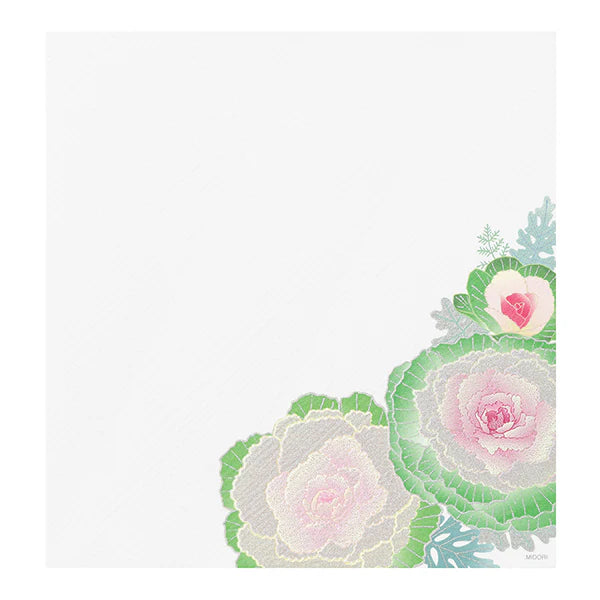 Midori Letter Pad - Silk Printing Flowering Kale Wreath