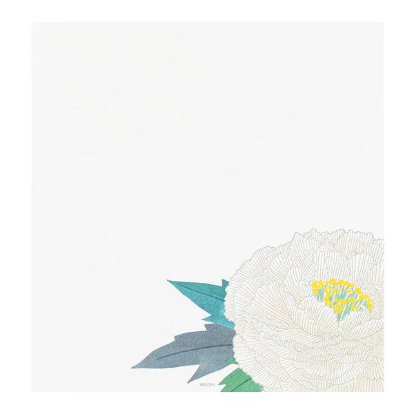 Midori Letter Pad - Silk-Printing Winter Peony