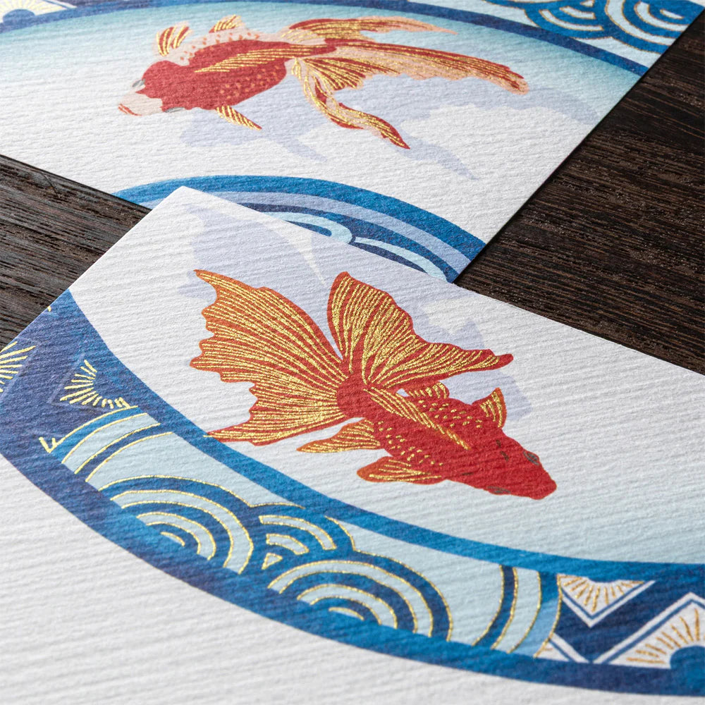 Midori Letter Pad: Silk Printing Goldfish