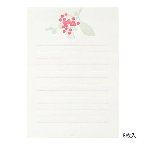 Midori Letter Set 460 Press Bouquet Red