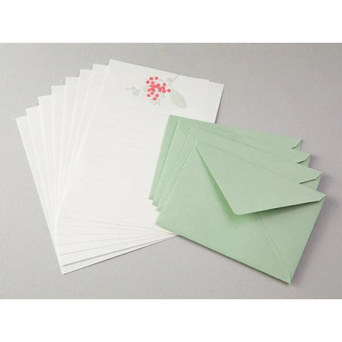 Midori Letter Set 460 Press Bouquet Red