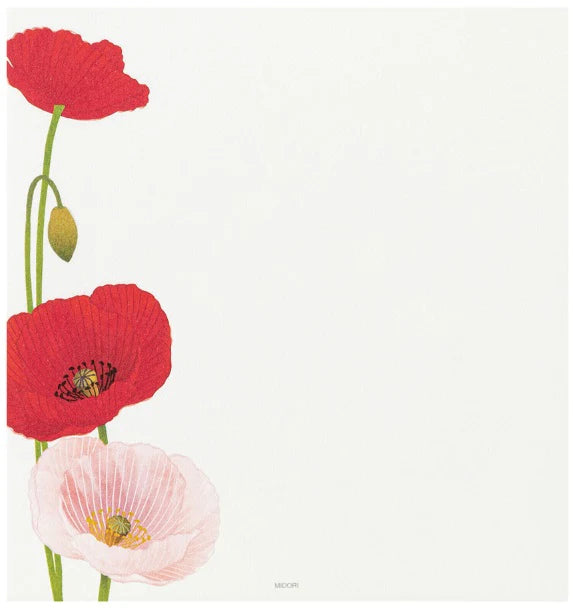 Midori Letter Pad - Four Designs Poppy