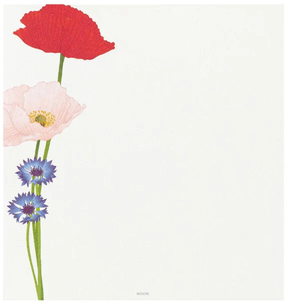 Midori Letter Pad - Four Designs Poppy